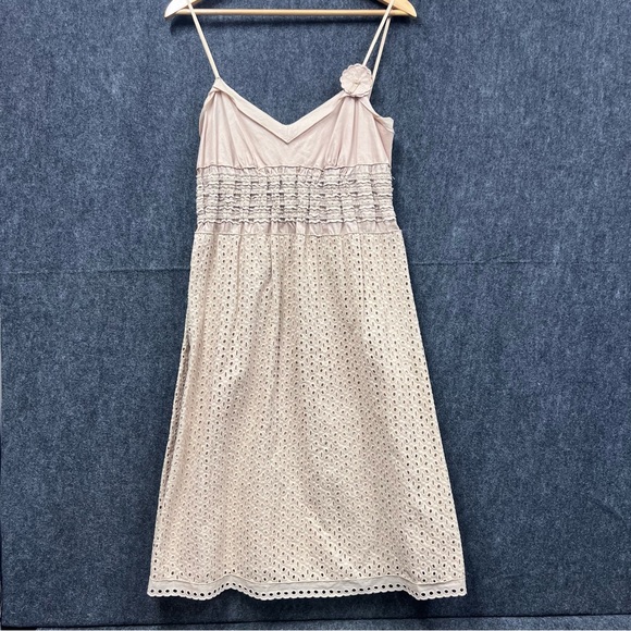 Max Studio Dresses & Skirts - Max Studio Tan Embroidered Eyelet Sundress Women’s Small